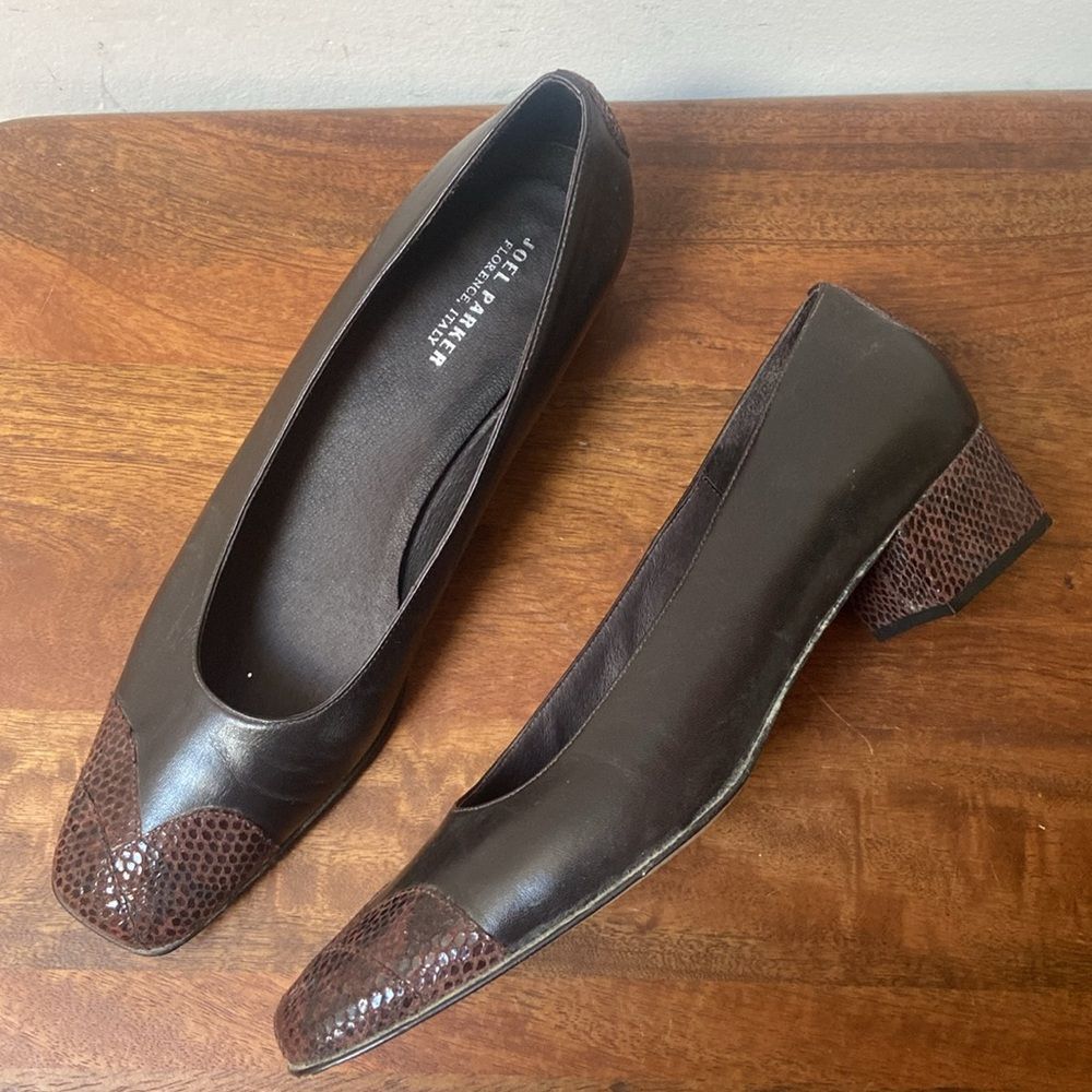 Parker Women's Black and Brown Shoes Snake Skin Details Vintage